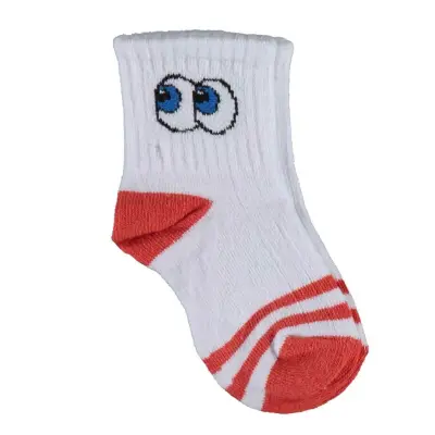 Bibaby Unisex Organik Çorap Soket Kısa Eyes Kiremit 