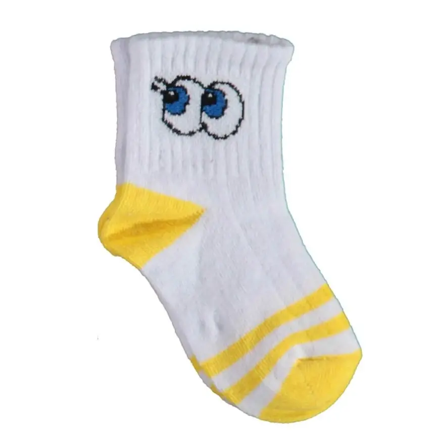 Bibaby Unisex Organik Çorap Soket Kısa Eyes Sarı - 1