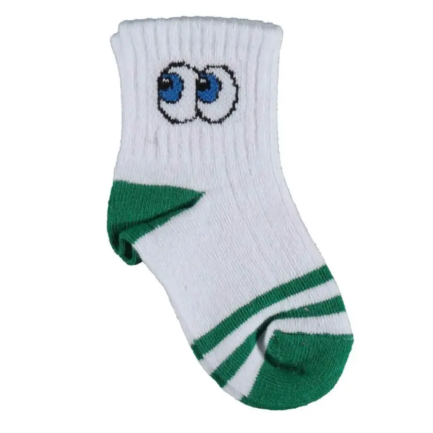 Bibaby Unisex Organik Çorap Soket Kısa Eyes Yeşil - 1