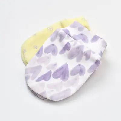 Bibaby Unisex Organik Eldiven 2li Love You Baby Yellow Lavender - 5