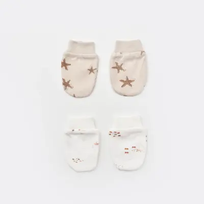 Bibaby Unisex Organik Eldiven 2li Magic Starfish Latte