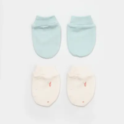 Bibaby Unisex Organik Eldiven 2li Save The Seahorse Bej - Mint