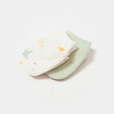 Bibaby Unisex Organik Eldiven 2li Tiny Birds Ekru - Yeşil - 2