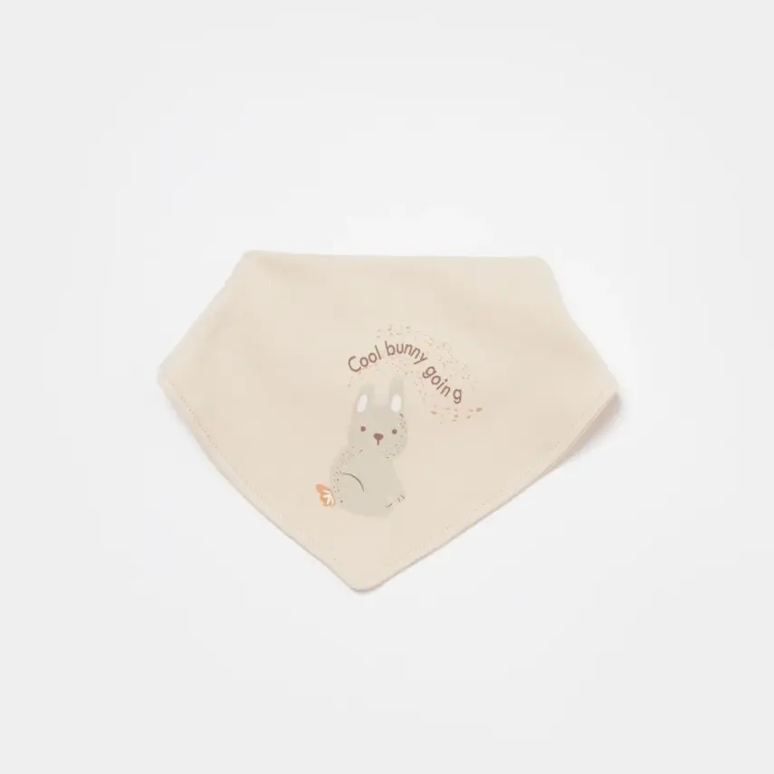 Bibaby Unisex Organik Fular Önlük 2li Cool Lines Bej - Hardal - 4