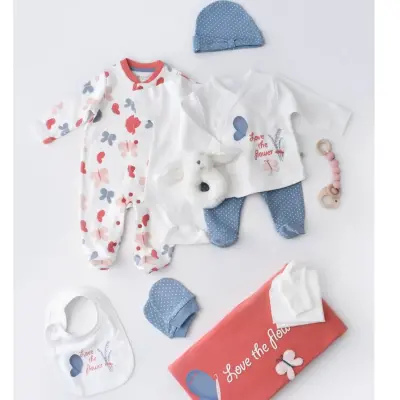 Bibaby Unisex Organik Hastane Çıkışı 10lu Wild Flowers Coral