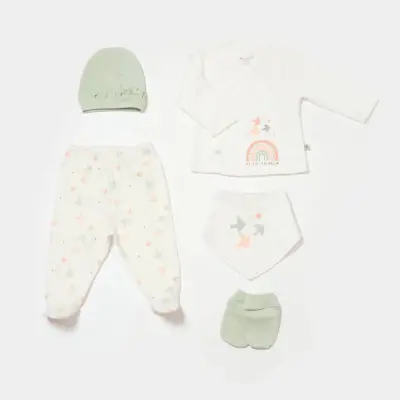 Bibaby Unisex Organik Hastane Çıkışı 5li Tiny Birds Ekru - Yeşil
