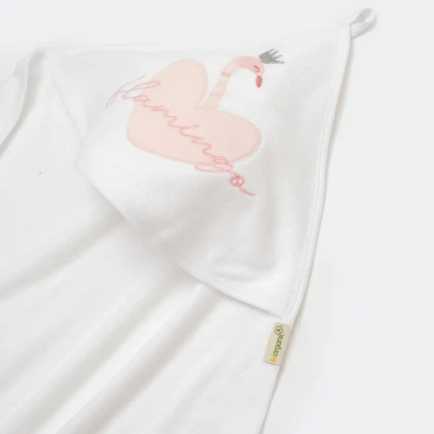 Bibaby Unisex Organik Havlu Örme Lovely Flamingo Ekru - Pembe - 3