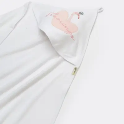 Bibaby Unisex Organik Havlu Örme Lovely Flamingo Ekru - Pembe - 2