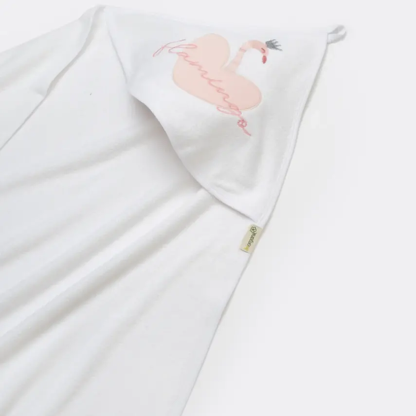 Bibaby Unisex Organik Havlu Örme Lovely Flamingo Ekru - Pembe - 2