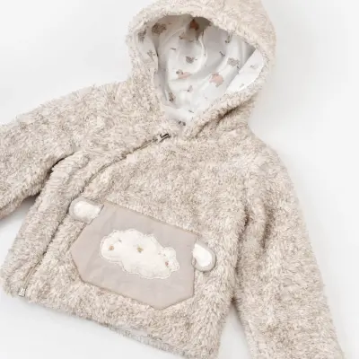 Bibaby Unisex Organik Hırka Curly Sheep Bej - 5