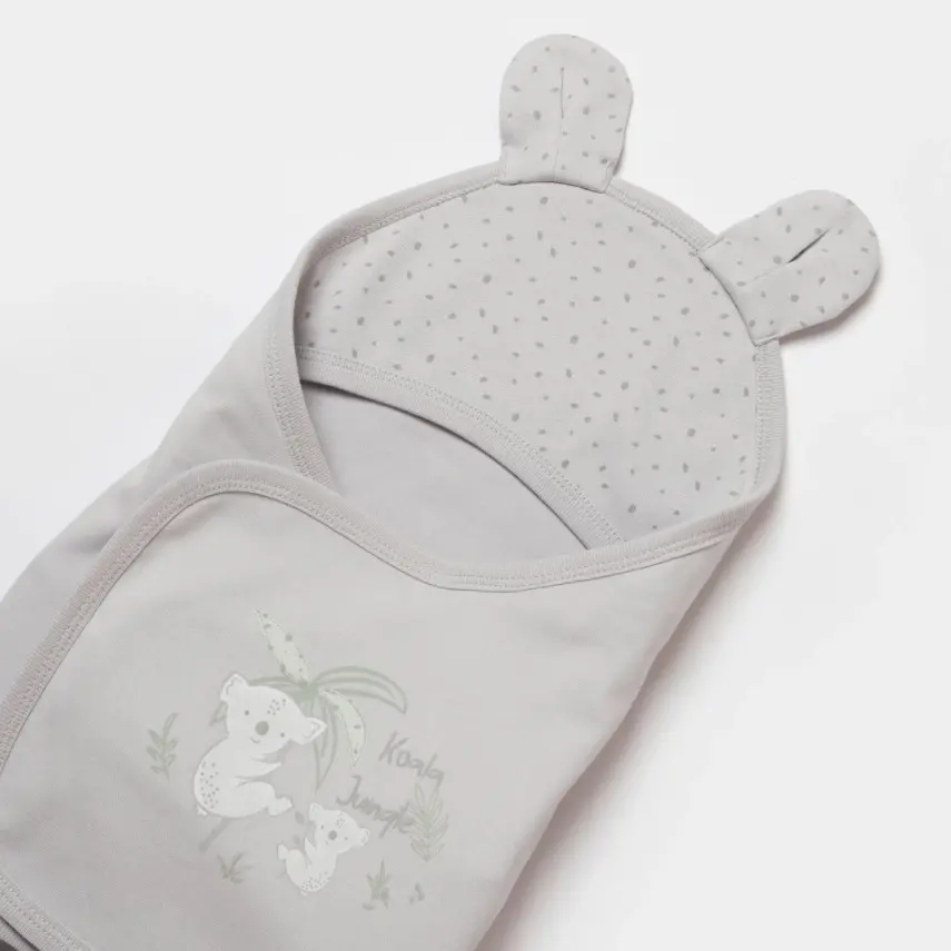 Bibaby Unisex Organik Kundak Battaniye Koala Jungle Gri - 3