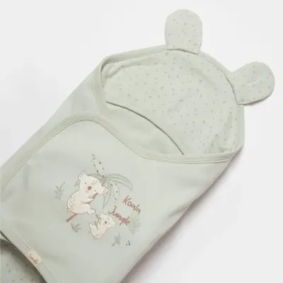 Bibaby Unisex Organik Kundak Battaniye Koala Jungle Mint - 4