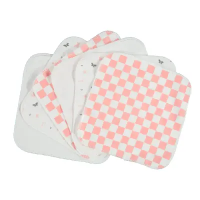 Bibaby Unisex Organik Mendil 6lı Penye Desenli Pembe