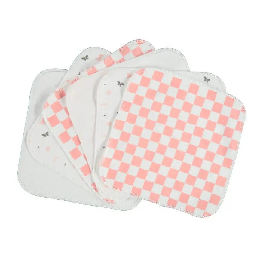 Bibaby Unisex Organik Mendil 6lı Penye Desenli Pembe - 1