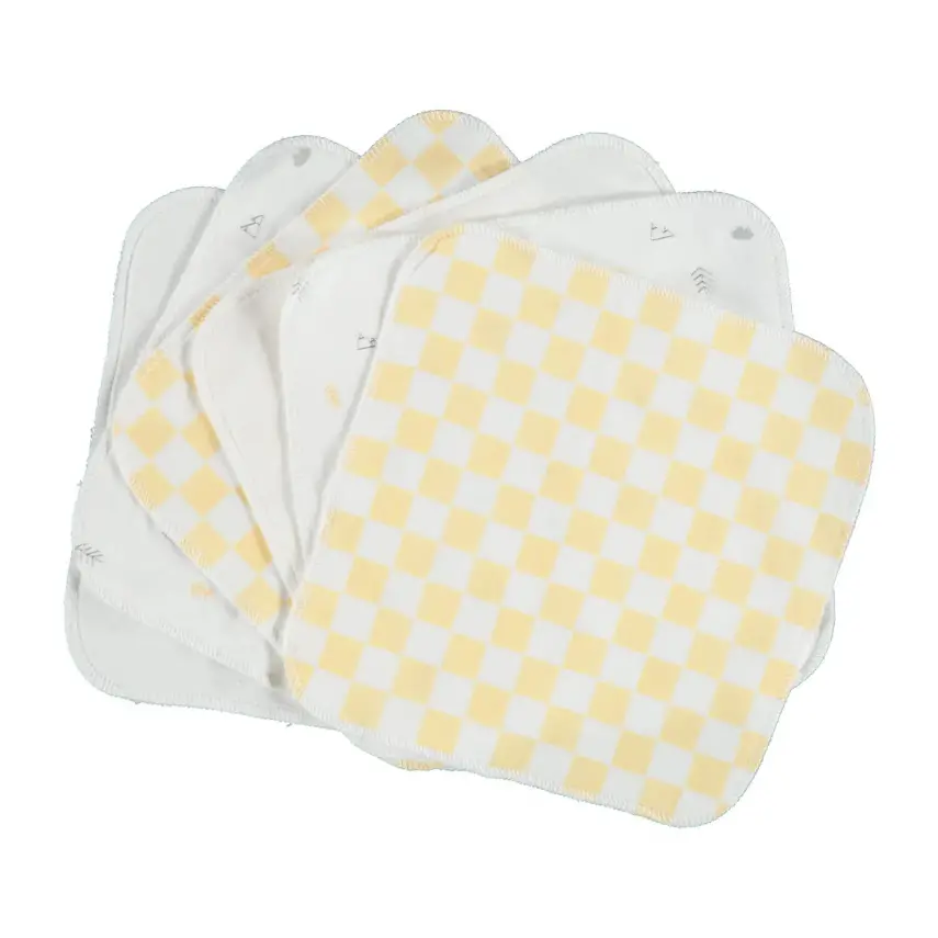 Bibaby Unisex Organik Mendil 6lı Penye Desenli Sarı - 1