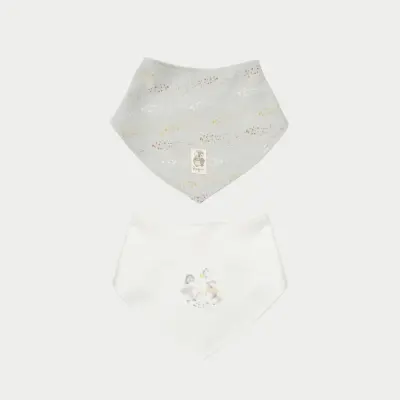 Bibaby Unisex Organik Önlük 2li Penguin Club Ekru - Gri