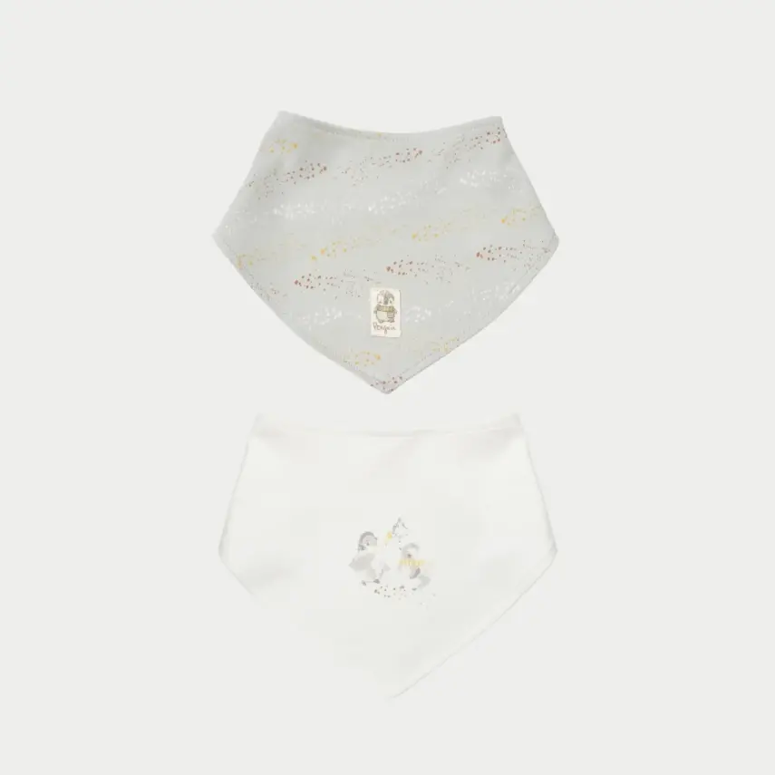 Bibaby Unisex Organik Önlük 2li Penguin Club Ekru - Gri - 1