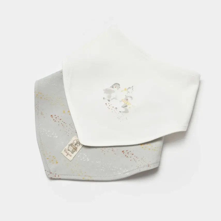 Bibaby Unisex Organik Önlük 2li Penguin Club Ekru - Gri - 2