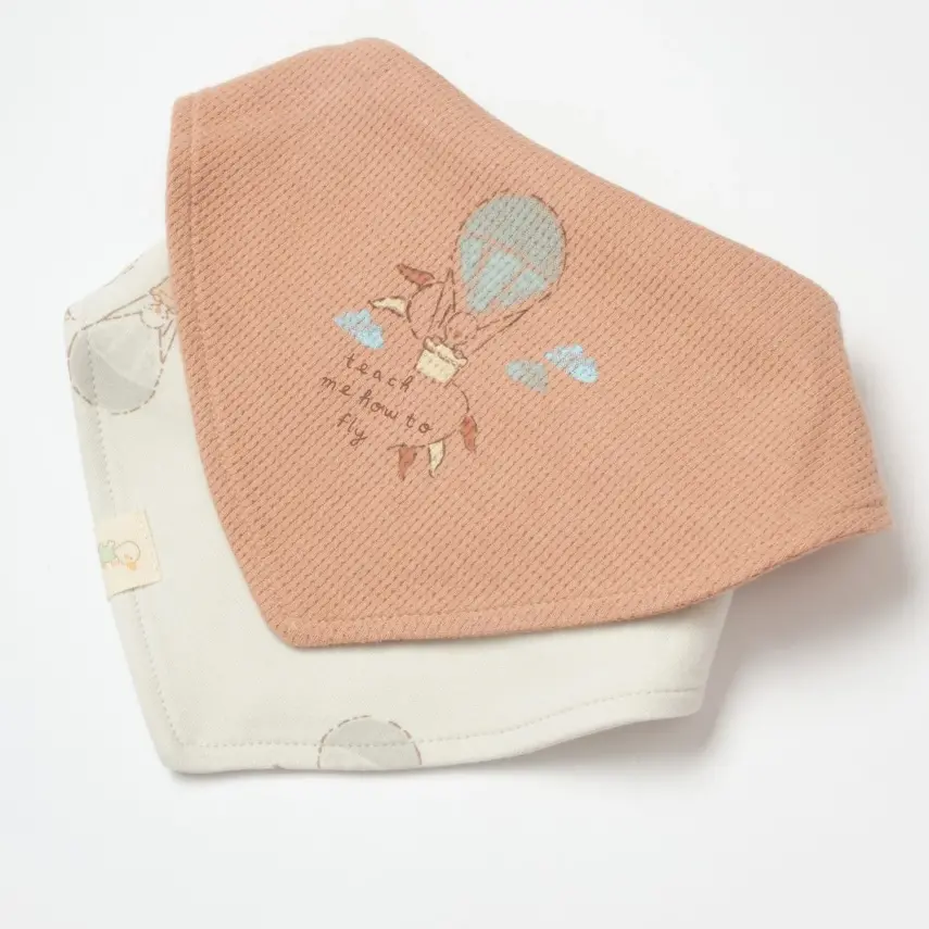 Bibaby Unisex Organik Önlük 2li Teach Me Kırmızı - Kahverengi - Mint - 2