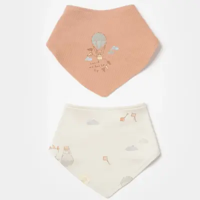 Bibaby Unisex Organik Önlük 2li Teach Me Kırmızı - Kahverengi - Mint