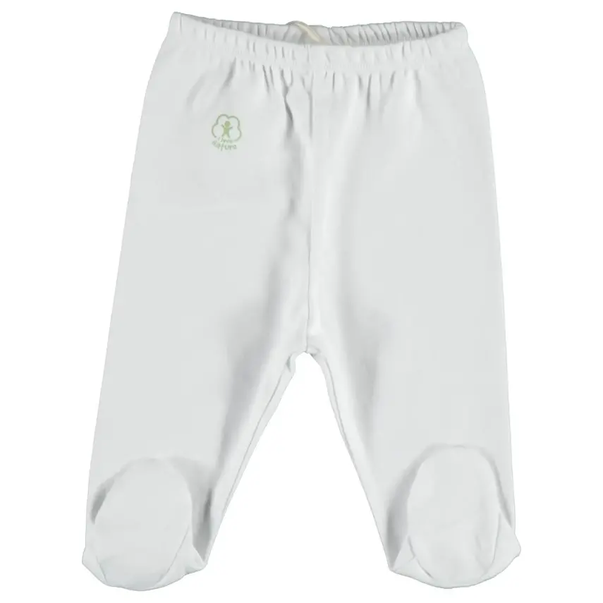 Bibaby Unisex Organik Pantolon Patikli Basic Nature Beyaz - 1