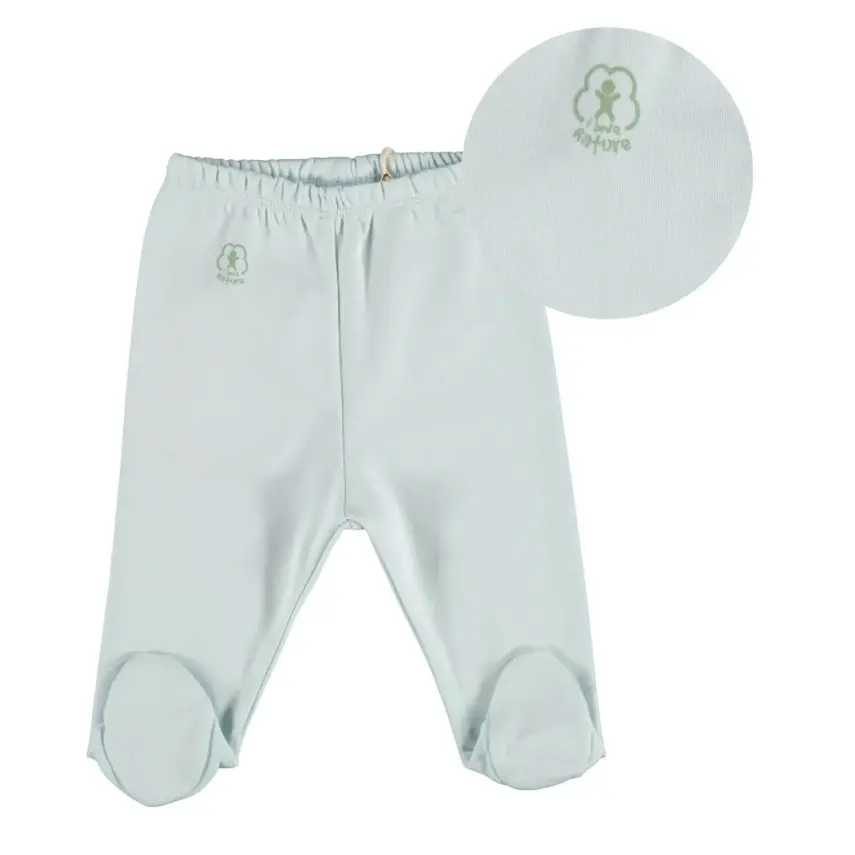 Bibaby Unisex Organik Pantolon Patikli Basic Nature Mavi - 2