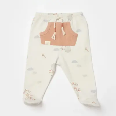 Bibaby Unisex Organik Pantolon Patikli Teach Me Kırmızı - Kahverengi - Mint