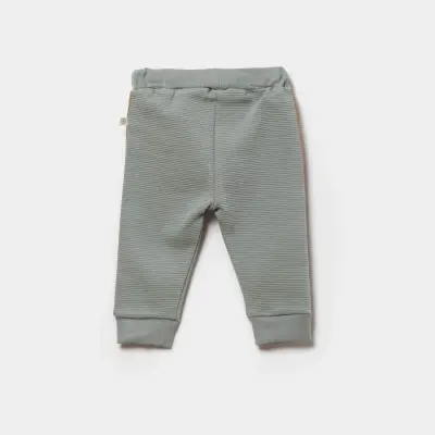 Bibaby Unisex Organik Pantolon Patiksiz Cool Lines Bunny Bej - Hardal - 2