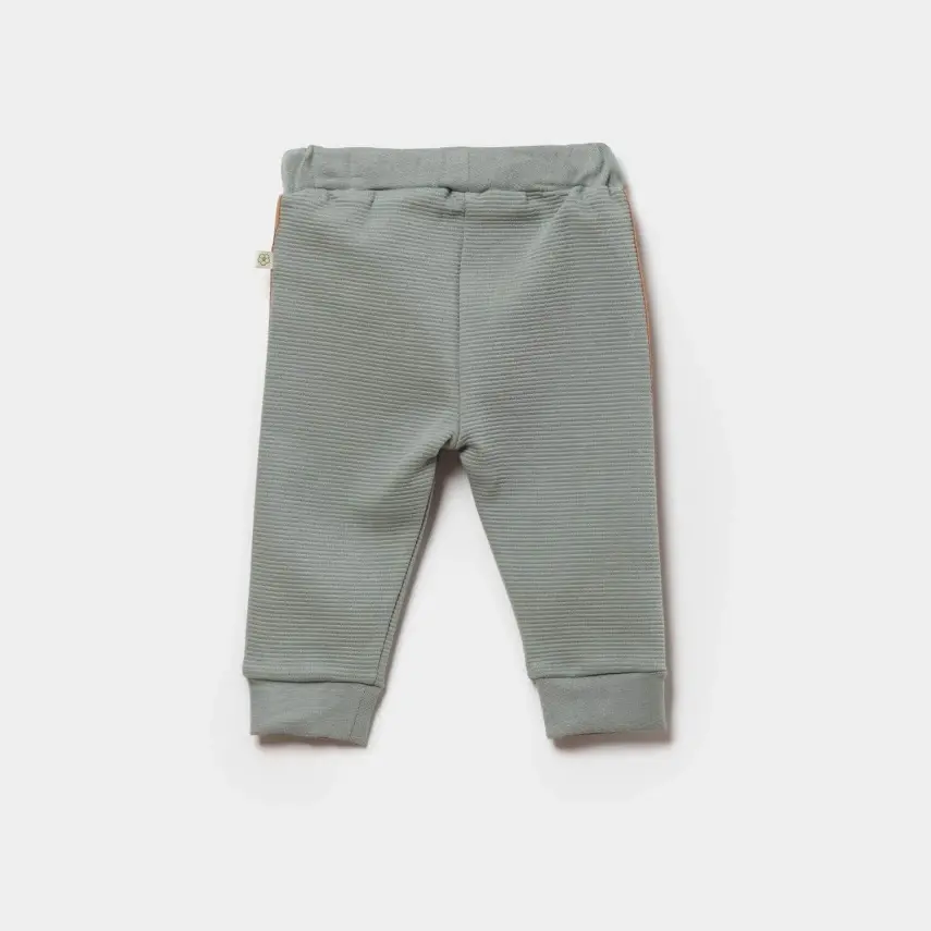 Bibaby Unisex Organik Pantolon Patiksiz Cool Lines Bunny Bej - Hardal - 2