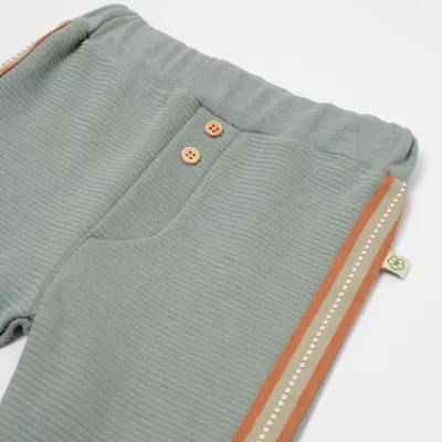 Bibaby Unisex Organik Pantolon Patiksiz Cool Lines Bunny Bej - Hardal - 4