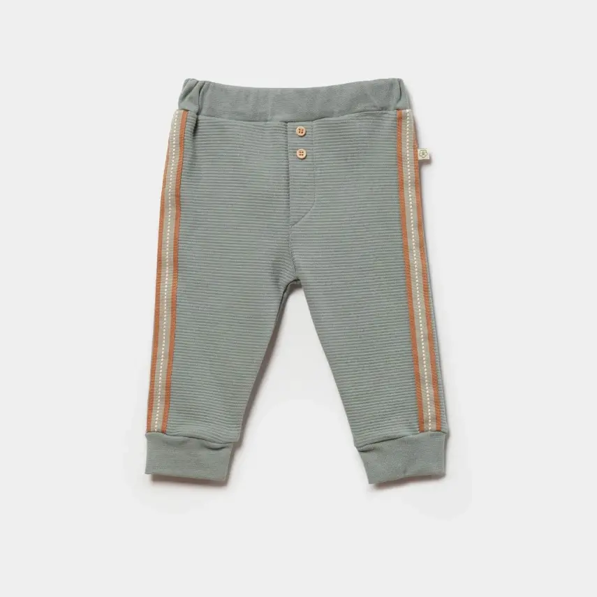 Bibaby Unisex Organik Pantolon Patiksiz Cool Lines Bunny Bej - Hardal - 1