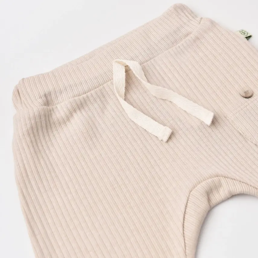 Bibaby Unisex Organik Pantolon Patiksiz Soft Modal Bej - 14