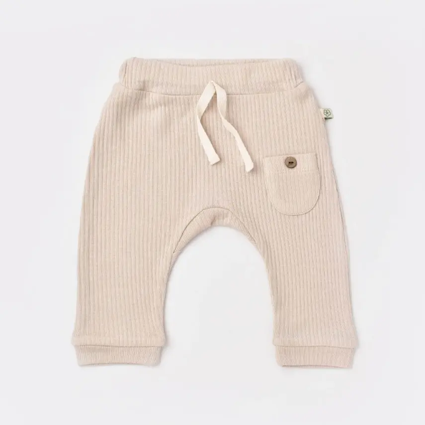 Bibaby Unisex Organik Pantolon Patiksiz Soft Modal Bej - 1