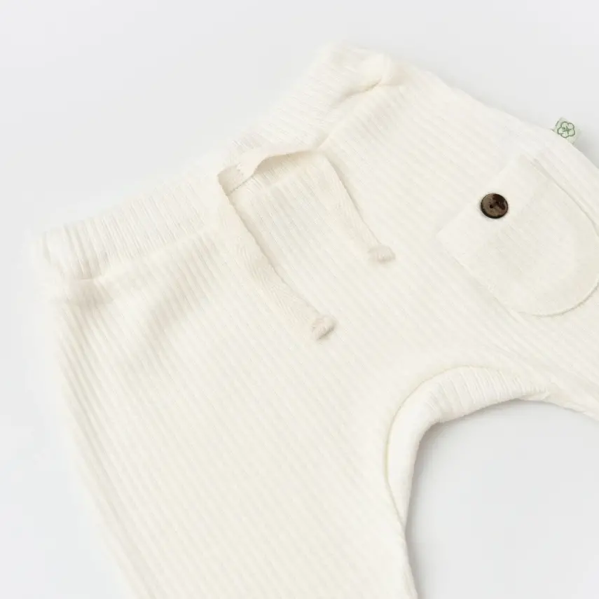 Bibaby Unisex Organik Pantolon Patiksiz Soft Modal Ekru - 21