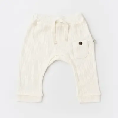 Bibaby Unisex Organik Pantolon Patiksiz Soft Modal Ekru - 9