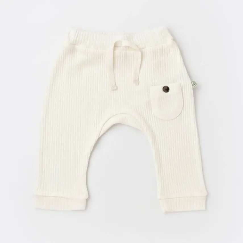 Bibaby Unisex Organik Pantolon Patiksiz Soft Modal Ekru - 17