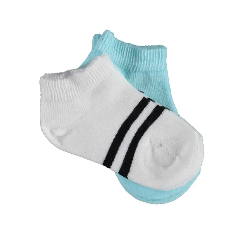 Bibaby Unisex Organik Patik Çorap 2li Çizgili Ekru - 1