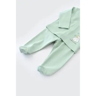Bibaby Unisex Organik Pijama Takımı Happy Always Yeşil - 9