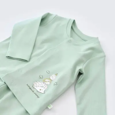 Bibaby Unisex Organik Pijama Takımı Happy Always Yeşil - 19