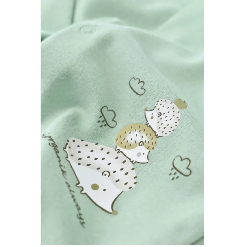 Bibaby Unisex Organik Pijama Takımı Happy Always Yeşil - 11
