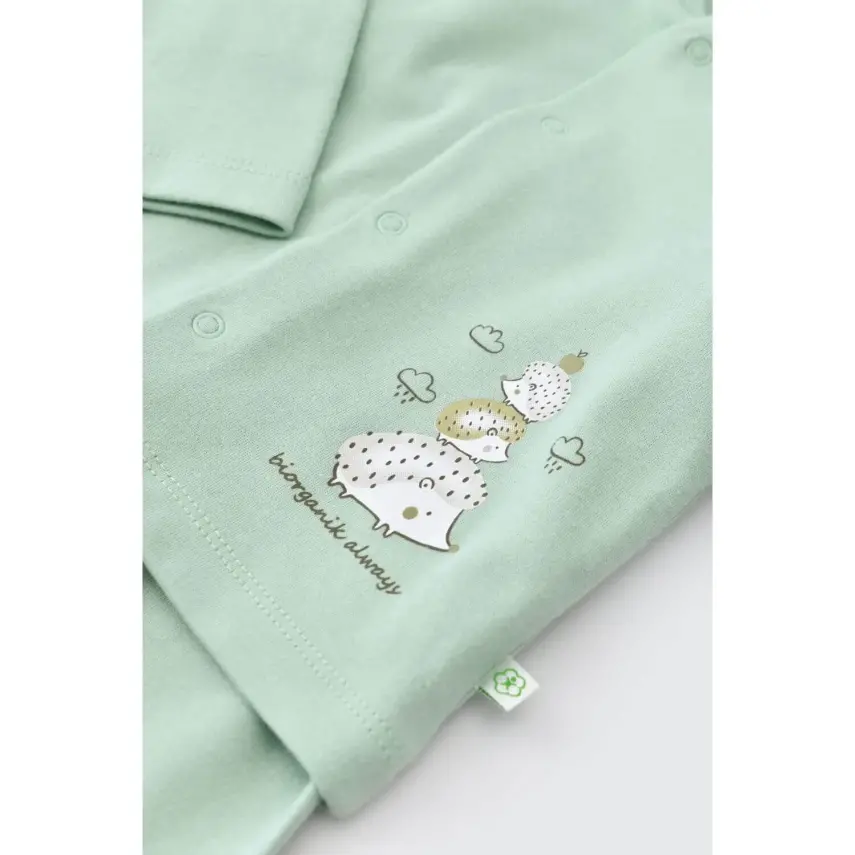 Bibaby Unisex Organik Pijama Takımı Happy Always Yeşil - 23