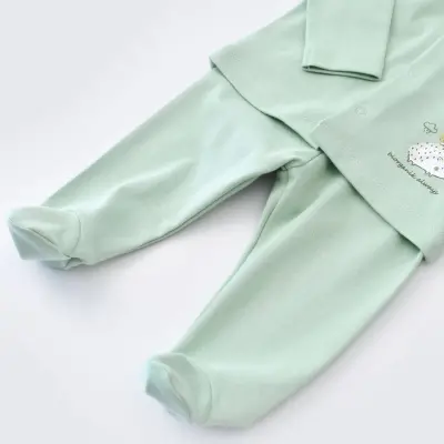 Bibaby Unisex Organik Pijama Takımı Happy Always Yeşil - 12