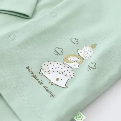 Bibaby Unisex Organik Pijama Takımı Happy Always Yeşil - 13