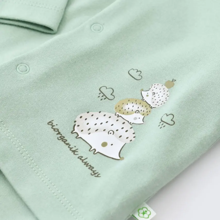 Bibaby Unisex Organik Pijama Takımı Happy Always Yeşil - 13