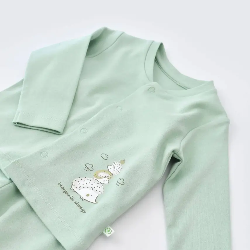 Bibaby Unisex Organik Pijama Takımı Happy Always Yeşil - 4
