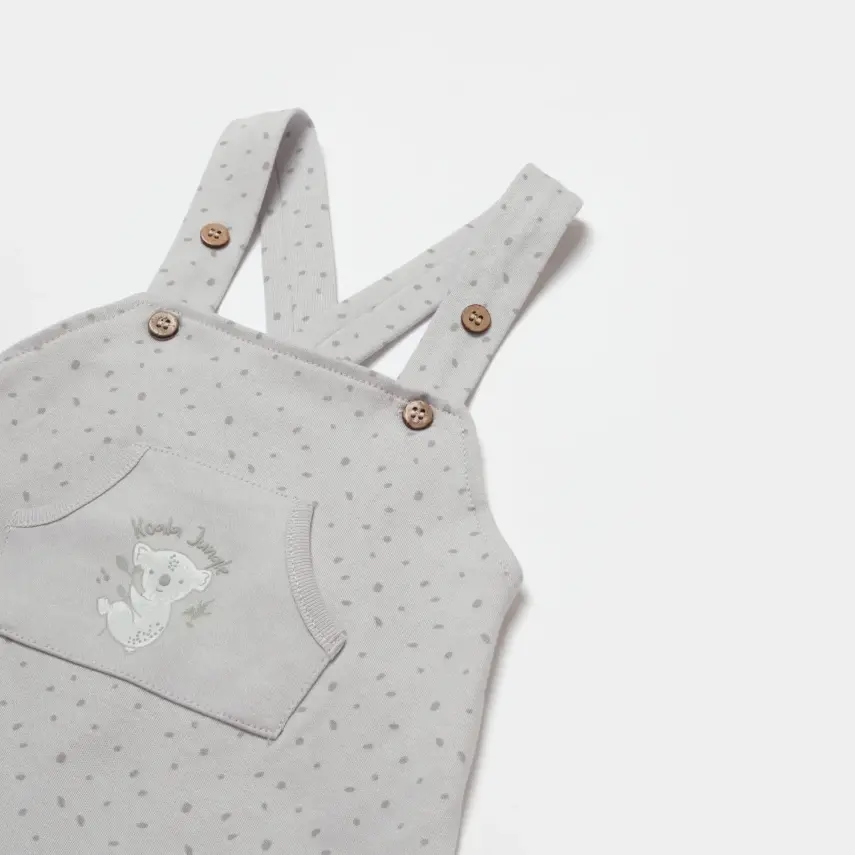 Bibaby Unisex Organik Salopet Koala Jungle Gri - 3
