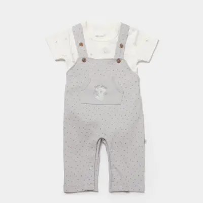 Bibaby Unisex Organik Salopet Koala Jungle Gri