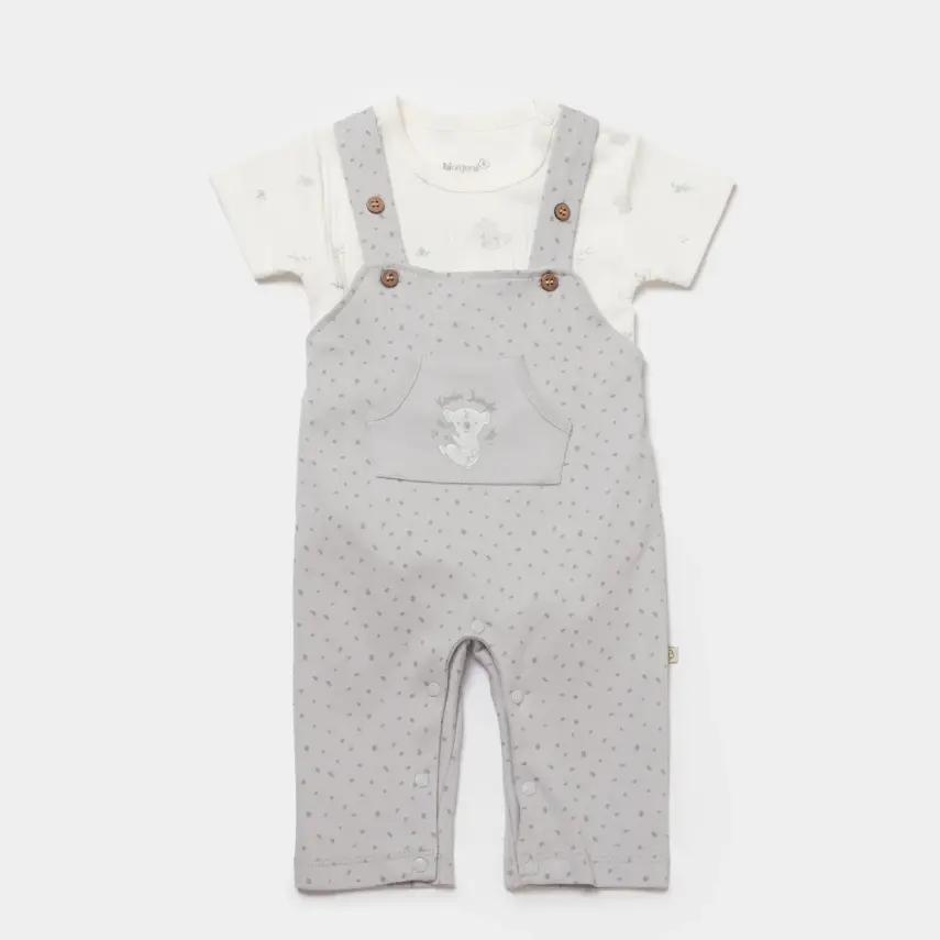 Bibaby Unisex Organik Salopet Koala Jungle Gri - 1