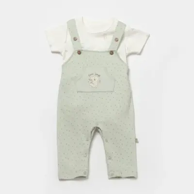 Bibaby Unisex Organik Salopet Koala Jungle Mint