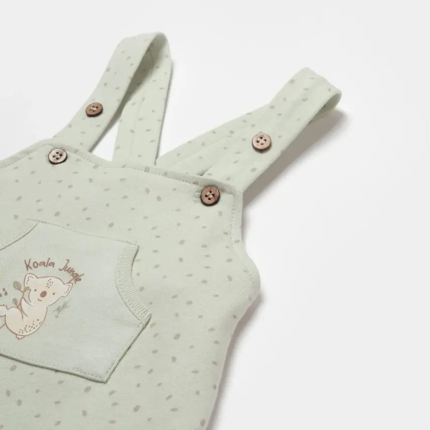Bibaby Unisex Organik Salopet Koala Jungle Mint - 5